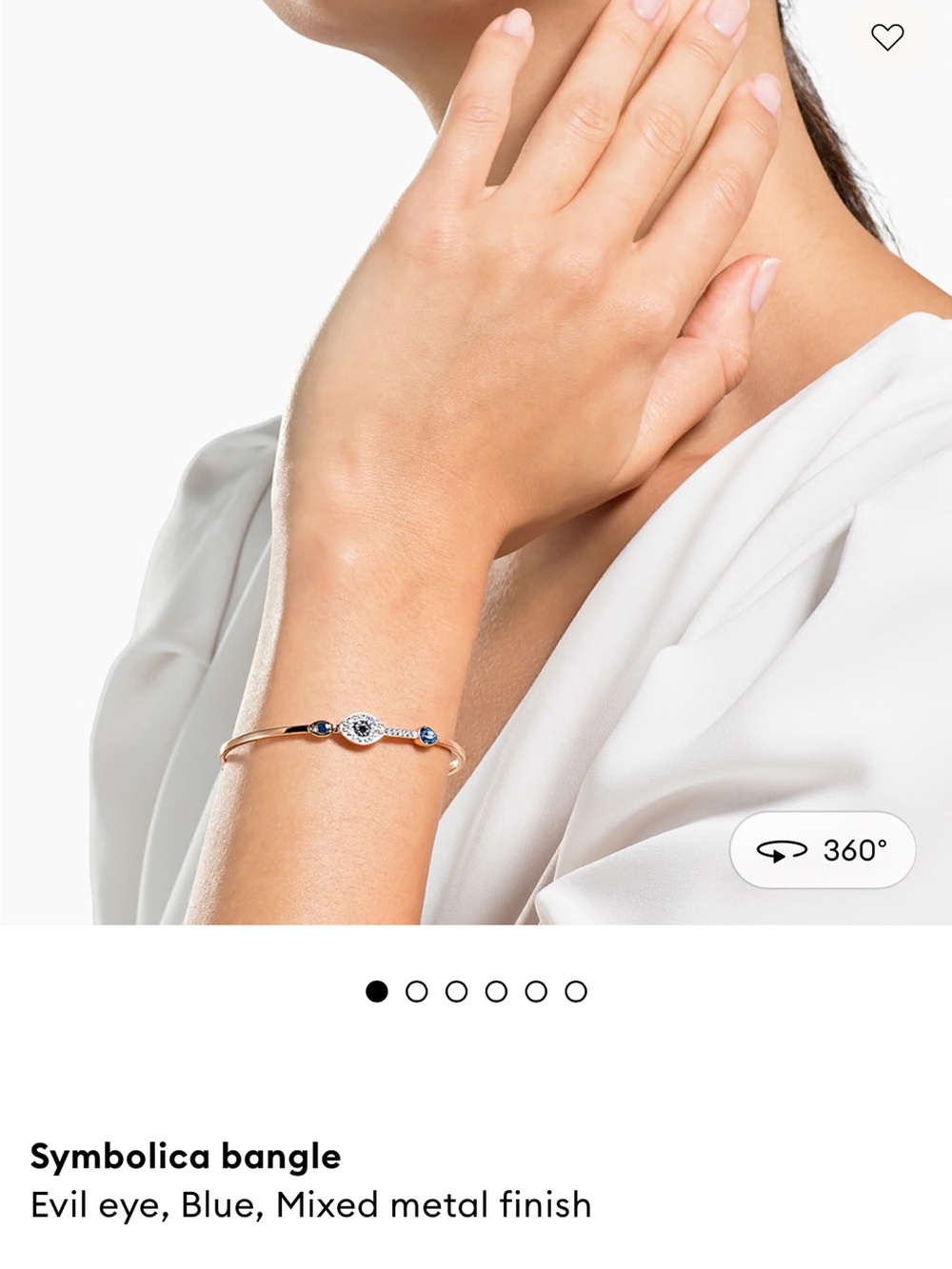 Swarovski Symbolica bangle Evil eye, Blue, Mixed metal finish
